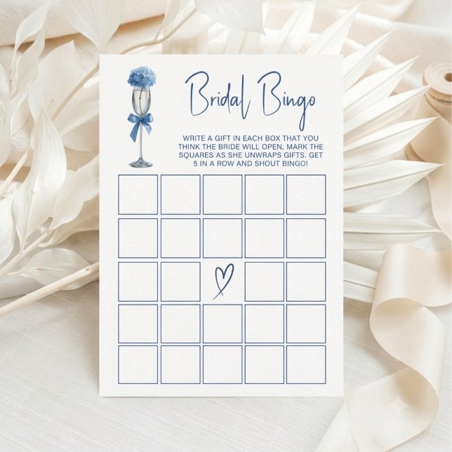 Blue Hydrangea Bridal Shower Bingo Party Game (Creator Uploaded)