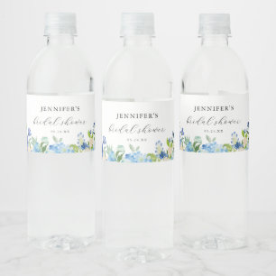 Blue Hydrangea Bridal Shower Favours Water Bottle Label