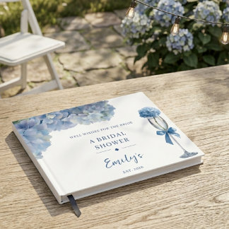 Blue Hydrangea Bridal Shower Guest Book Keepsake
