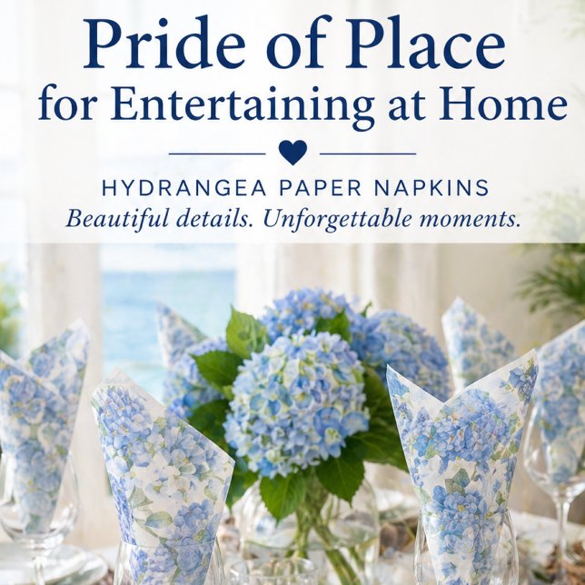 Blue Hydrangea Bridal Shower Napkins (Effortless elegance for your table—hydrangea napkins styled to impress at every gathering)