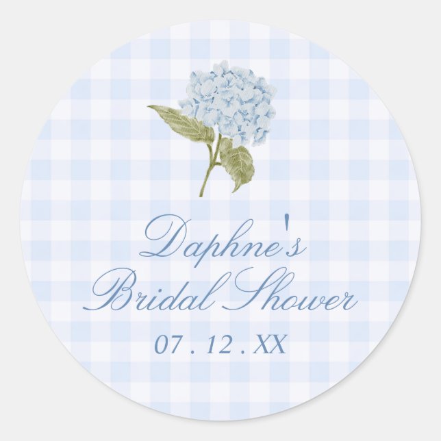 Blue Hydrangea Bridal Shower Sticker (Front)