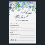 Blue Hydrangea Bridal Shower Wishes & Advice Card<br><div class="desc">Blue Hydrangea Wishes & Advice Card.
Personalize with the bride to be's name and date of shower. 
For further customization,  please click the "customize further" link. If you need help,  contact me please.</div>