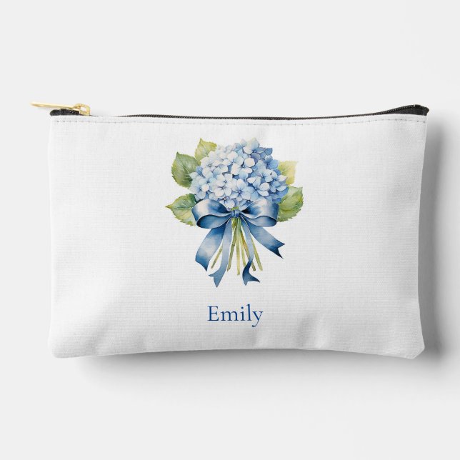 Blue Hydrangea Bridesmaid Cosmetic Accessory Pouch (Front)