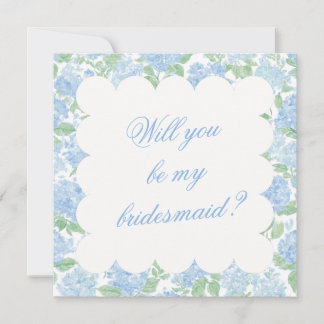 Blue Hydrangea Bridesmaid Proposal Card