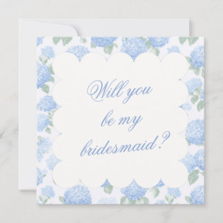 Blue Hydrangea Bridesmaid Proposal Card
