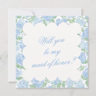 Blue Hydrangea Bridesmaid Proposal Card