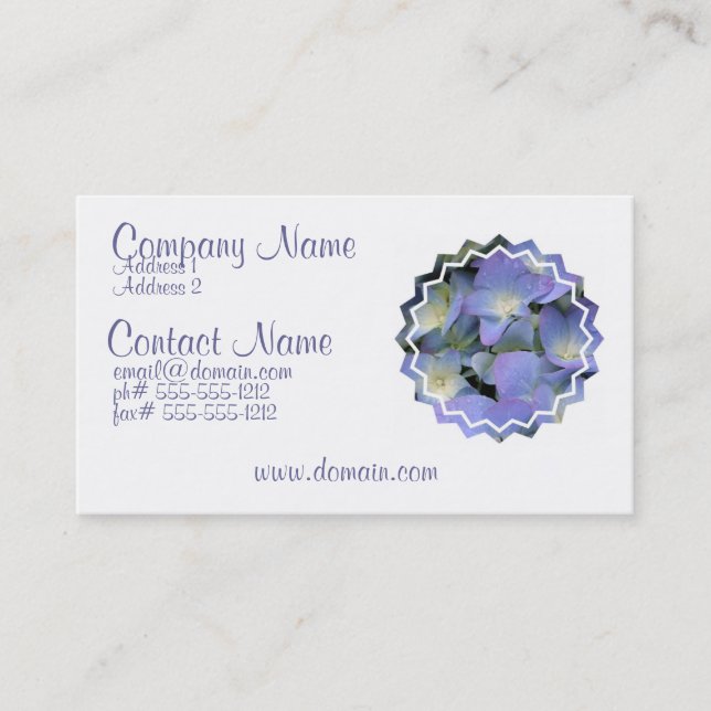 Blue Hydrangea Business Card (Front)