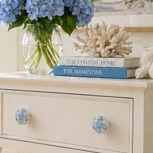 Blue Hydrangea Cabinet Knob Coastal Decor