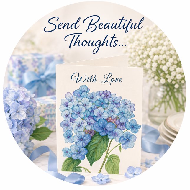 Blue Hydrangea Card | Coastal Floral Greeting   (Elegant hydrangea card & matching gifts. Discover timeless coastal beauty for every occasion.)