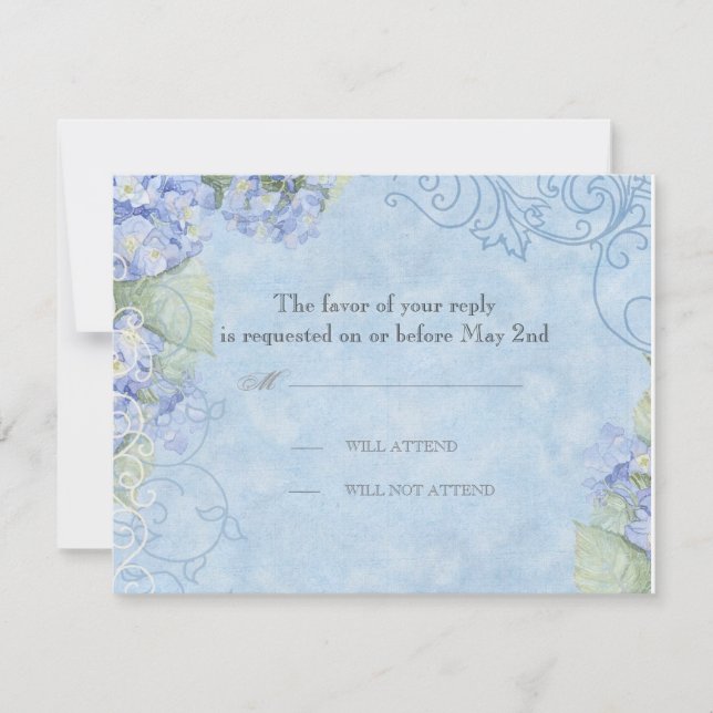 Blue Hydrangea - Carte de réponse Mariage (Devant)