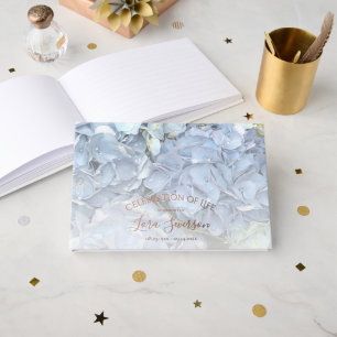 Blue Hydrangea Celebration of Life Memorial Guest Book