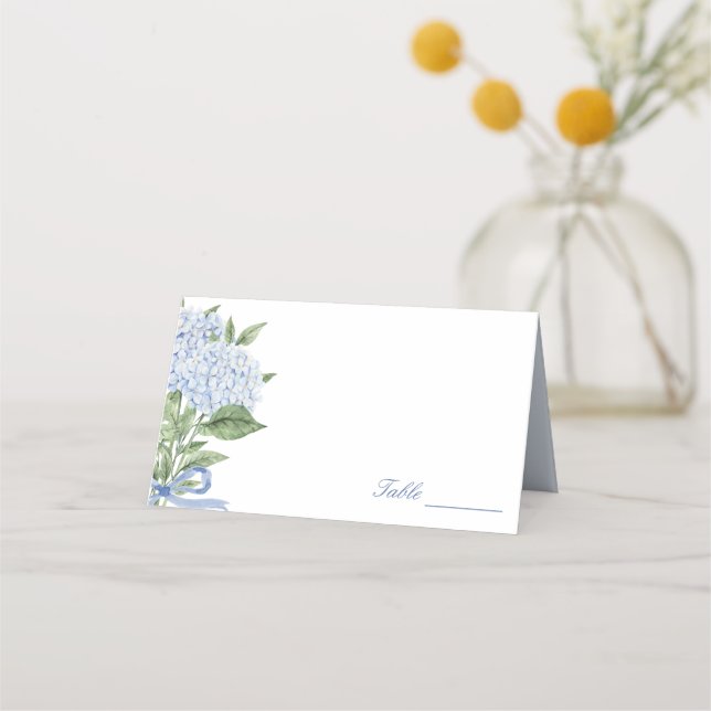 Blue Hydrangea Classic Wedding  Place Card (Front)
