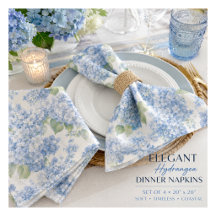 Blue Hydrangea Cloth Napkins Set of 4