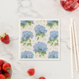 Blue Hydrangea Cocktail Napkins | Elegant Coastal 
