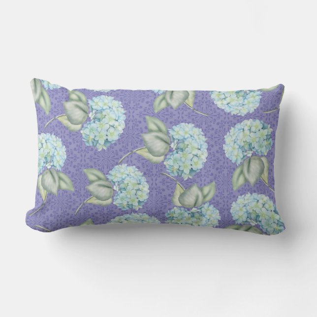 Blue Hydrangea Country Elegance Lumbar Pillow (Front)