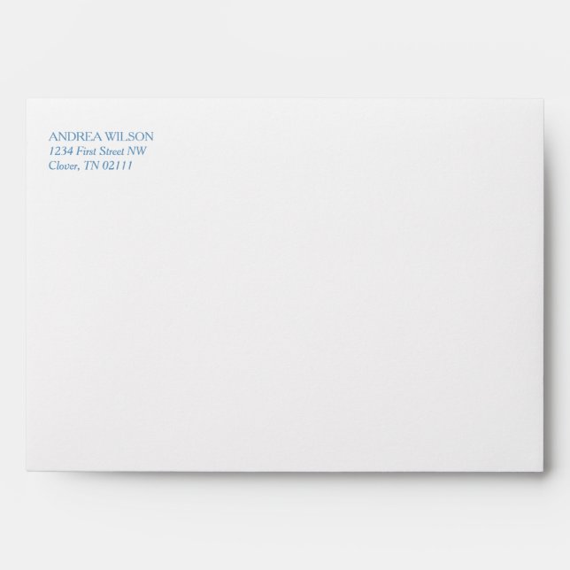 Blue Hydrangea Crest Monogram Matching Envelope (Front)