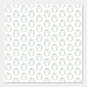 Blue Hydrangea Crest Wedding Monogram Vintage Wallpaper