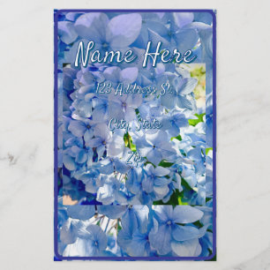 Blue Hydrangea Custom Name Address Stationery