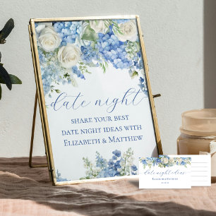 Blue Hydrangea Date Night Jar Ideas Wedding Sign