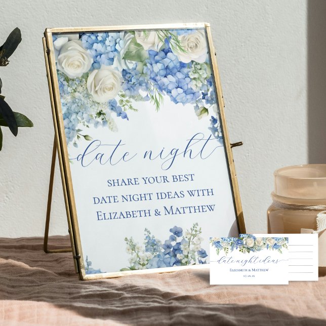 Blue Hydrangea Date Night Jar Ideas Wedding Sign (Creator Uploaded)