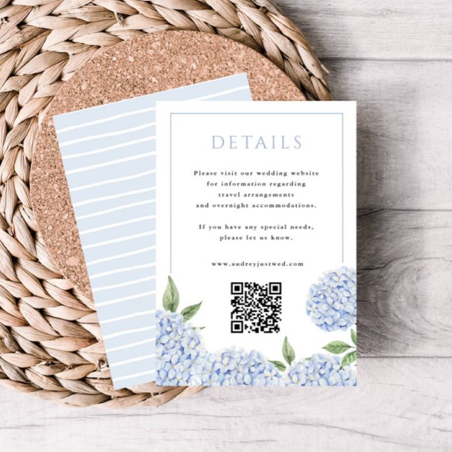 Blue Hydrangea Details with QR Code Small Enclosure Card (Creator Uploaded)