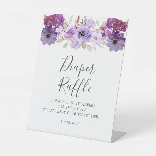 Blue Hydrangea Diaper Raffle Shower Sign (Front)