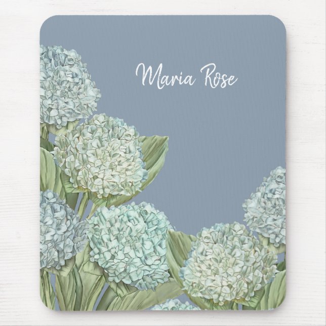 Blue Hydrangea/ Dusty Blue Mouse Pad (Front)