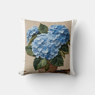 Blue Hydrangea Elegance Throw Pillow