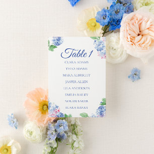 Blue Hydrangea Elegant Numeric Seating Charts Table Number