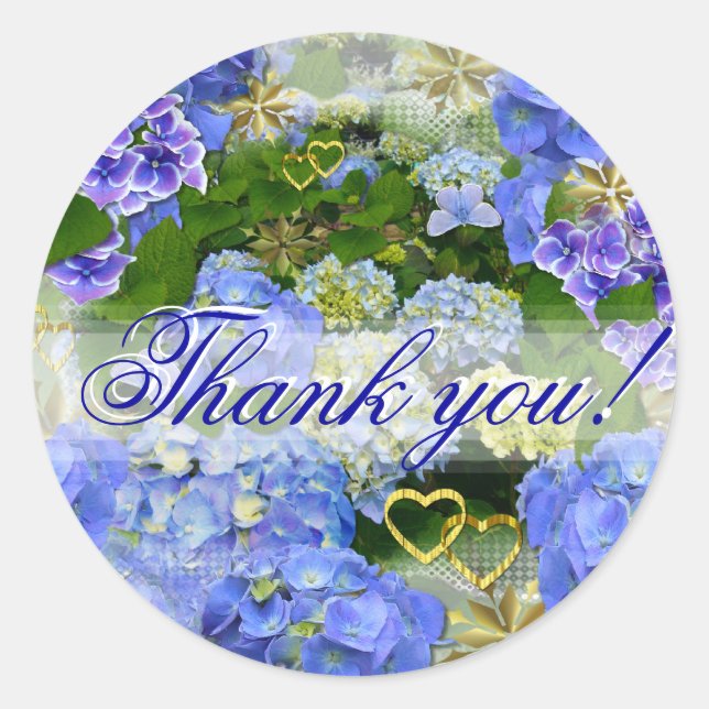 BLUE HYDRANGEA ~  Envelope Sealers/Stickers Classic Round Sticker (Front)