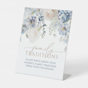 Blue Hydrangea Favourite Family Traditions Game Pedestal Sign