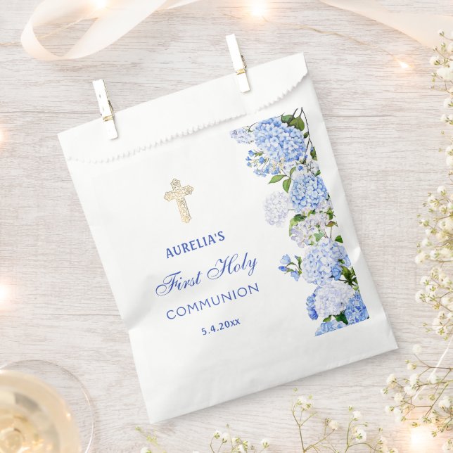 Blue Hydrangea First Communion Favour Bag (Clipped)