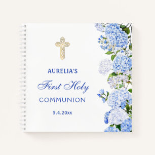 Blue Hydrangea First Communion Guest Book
