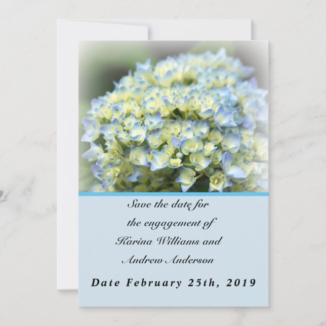 Blue Hydrangea Flat Enregistrer La Carte Date (Devant)