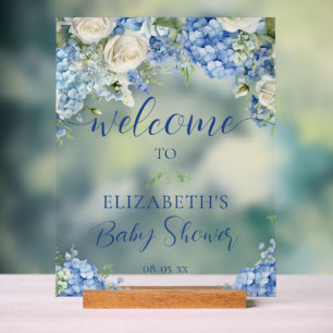 Blue Hydrangea Fleurs Baby shower Rose Bienvenue
