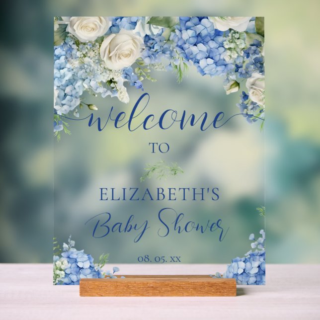 Blue Hydrangea Fleurs Baby shower Rose Bienvenue (Neutre)