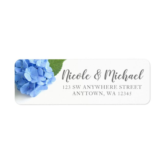 Blue Hydrangea Floral Adresse de retour (Devant)