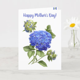 Blue Hydrangea Floral Art Mother's Day Card