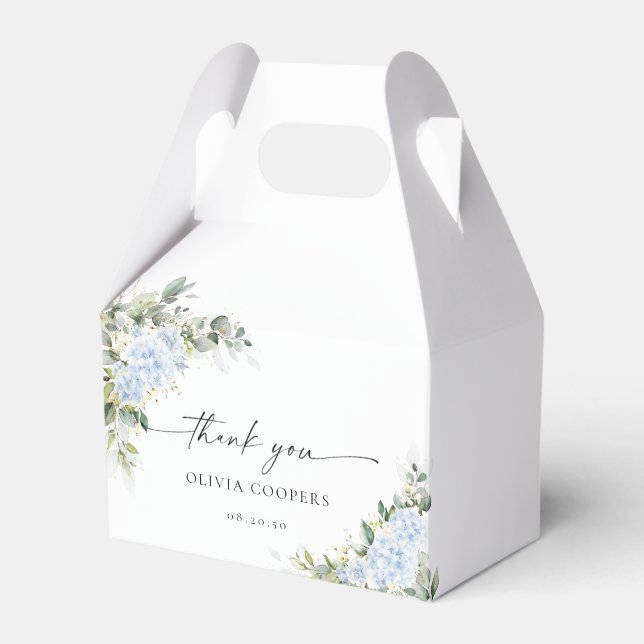 Blue Hydrangea Floral Baby Shower Favour Box (Front Side)