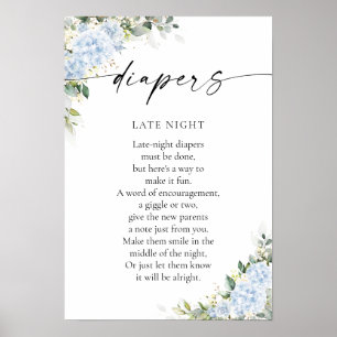 Blue Hydrangea Floral Baby Shower Poster