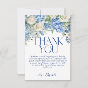 Blue Hydrangea Floral Baby Shower Thank You Card