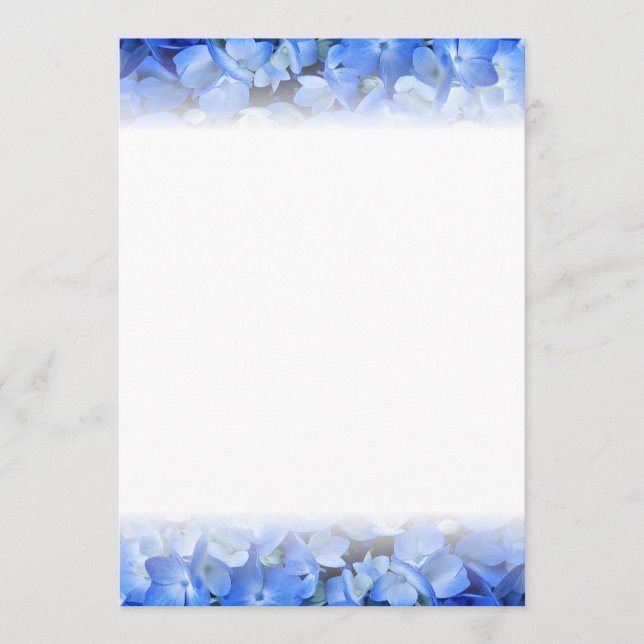 Blue Hydrangea Floral Border Fan Program Paper (Front)