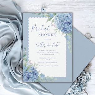 Blue Hydrangea Floral Bridal Elegant Shower Invitation