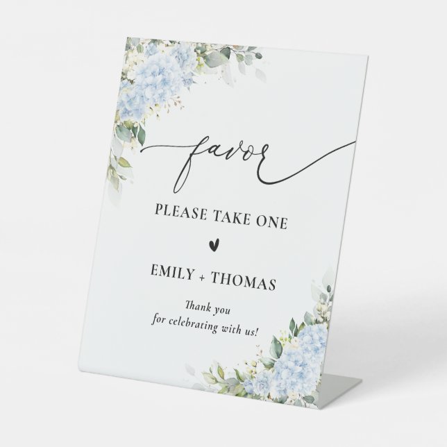 Blue Hydrangea Floral Bridal Shower  Favour Sign (Front)
