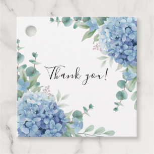 Blue Hydrangea Floral Bridal Shower Favour Tags