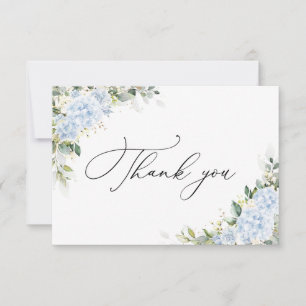 Blue Hydrangea Floral Bridal Shower Flat Thank You Card