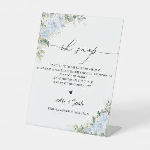 Blue Hydrangea Floral Bridal Shower Oh Snap Sign