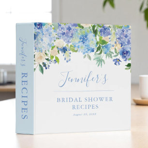 Blue Hydrangea Floral Bridal Shower Recipe Binder