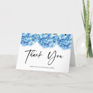 Blue Hydrangea Floral Bridal Shower Thank you Card