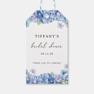Blue Hydrangea Floral Bridal Shower Thank You Gift Tags
